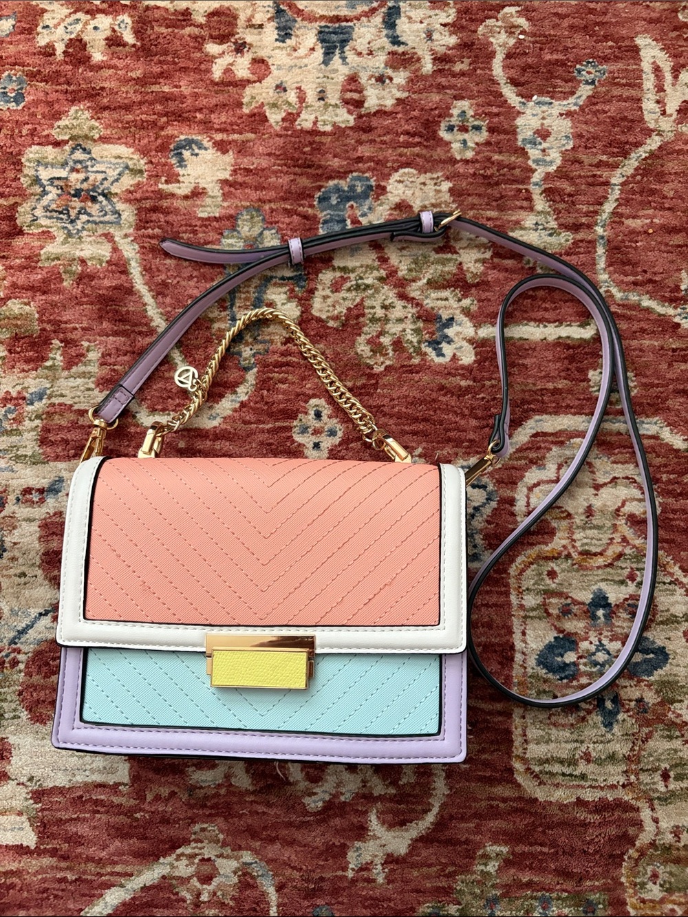 Aldo Pastel Block Crossbody Bag in Peach, Mint & Lavender